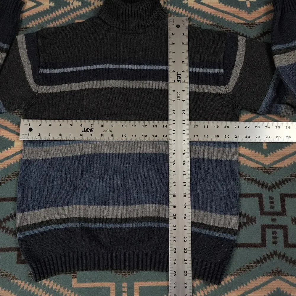 VTG Y2K CHEROKEE Multicolor Striped Cable-Knit Turtleneck Sweater Women's Size M